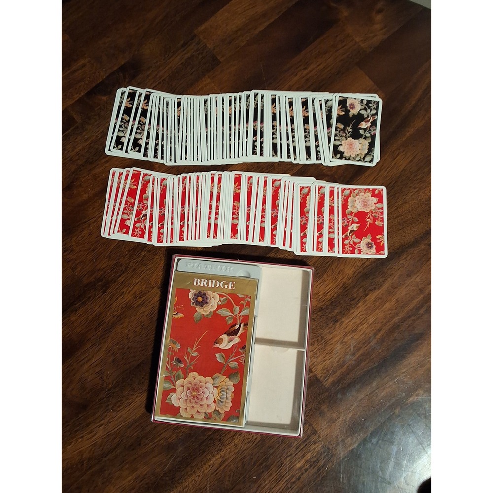 Piatnik Bridge Playing Cards Set 2 Decks Floral Bird Chinoiserie Made in Austria